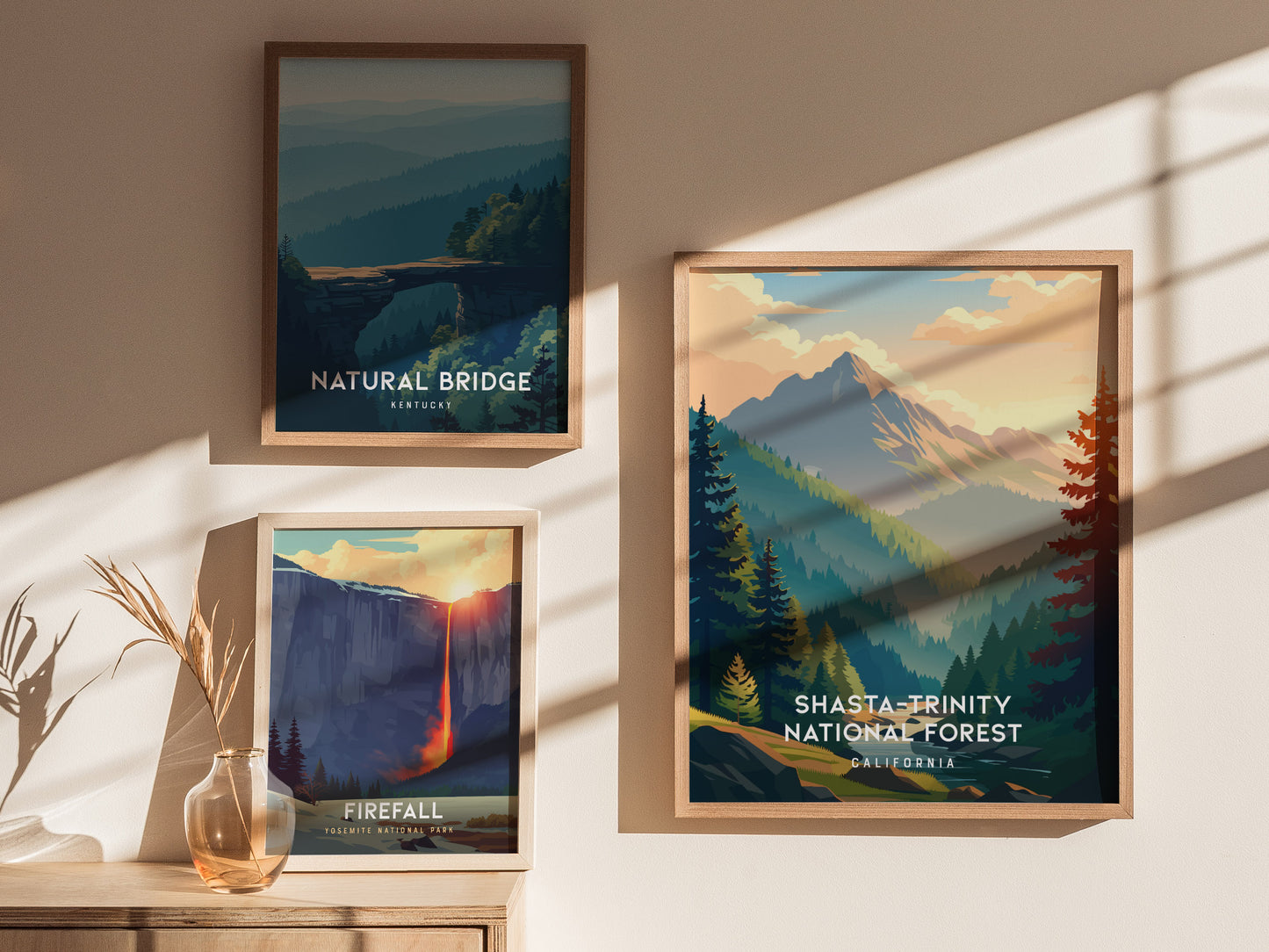 Shasta-Trinity National Forest, California Poster | Mountain Wilderness & Alpine Lake Wall Art — styled in a modern interior