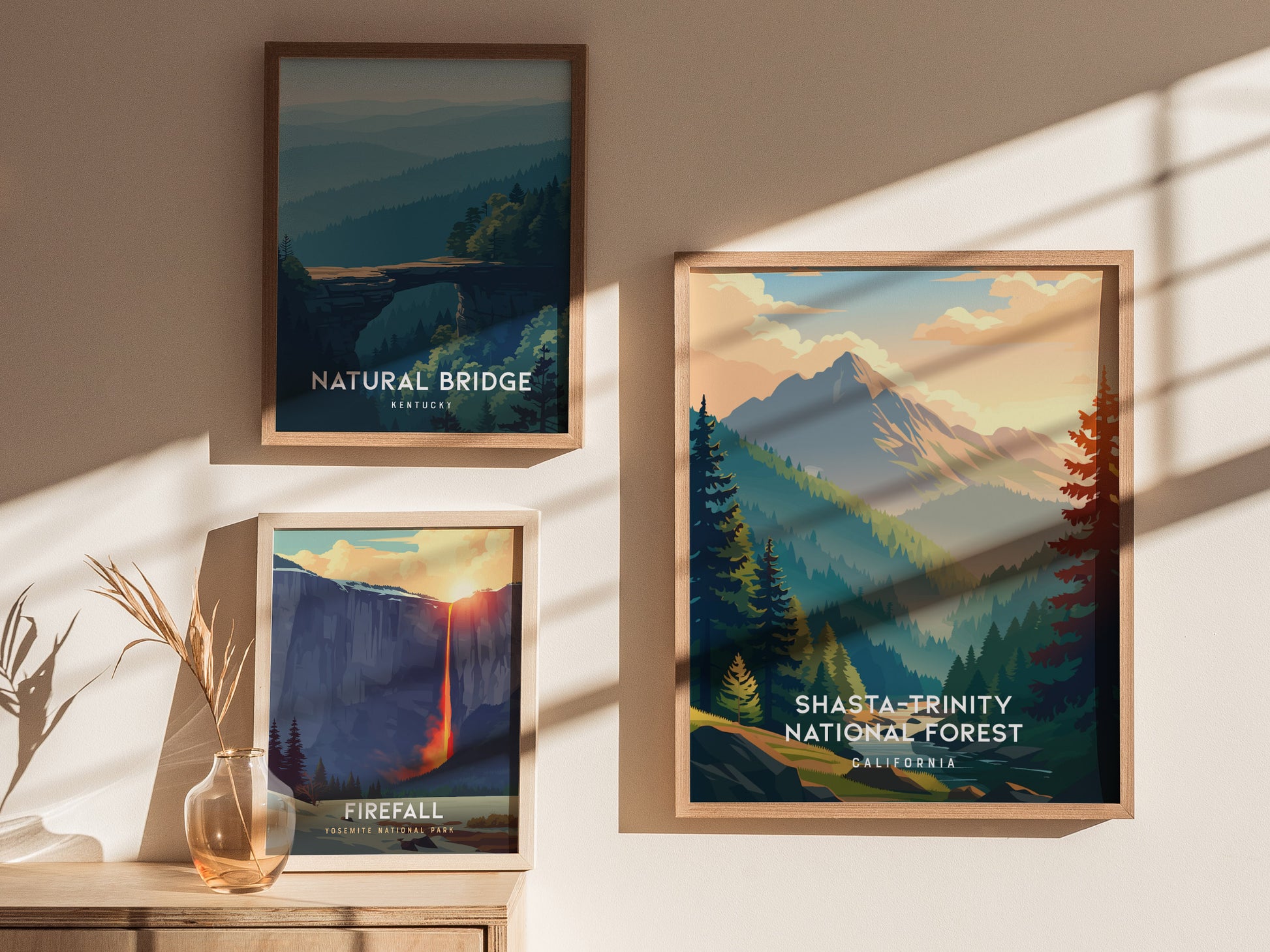 Shasta-Trinity National Forest, California Poster | Mountain Wilderness & Alpine Lake Wall Art — styled in a modern interior