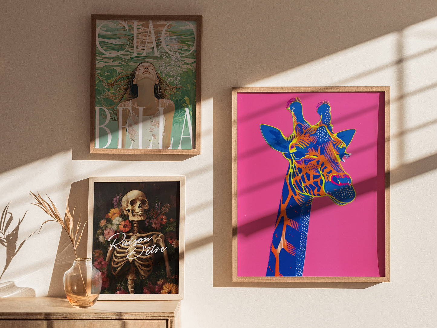 Neon Giraffe Pop Art Poster | Retro 80s Safari Wall Art Print