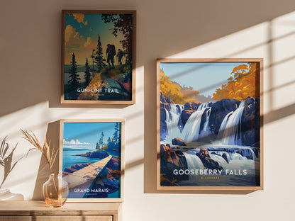 Gooseberry Falls Poster | Minnesota Waterfall Wall Art | Framed or Unframed