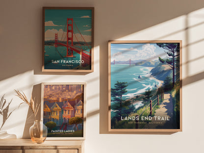 Lands End Trail Poster | San Francisco Coastal Hike Wall Art