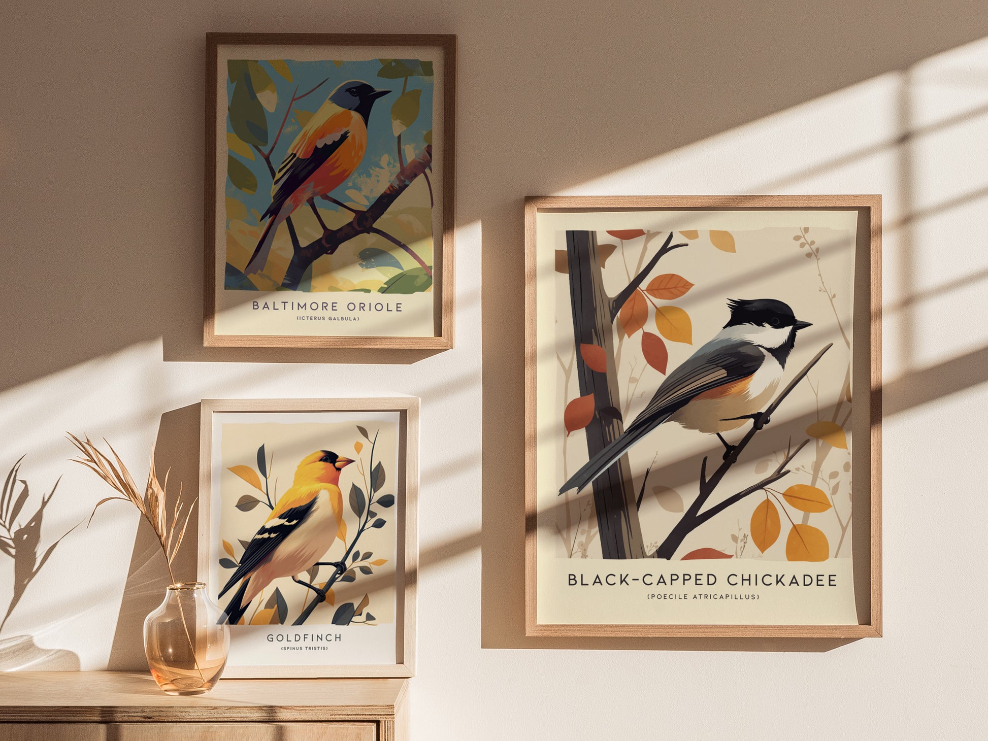 Black-Capped Chickadee Audubon Print | Modern Bird Lover Wall Art | Framed of Unframed