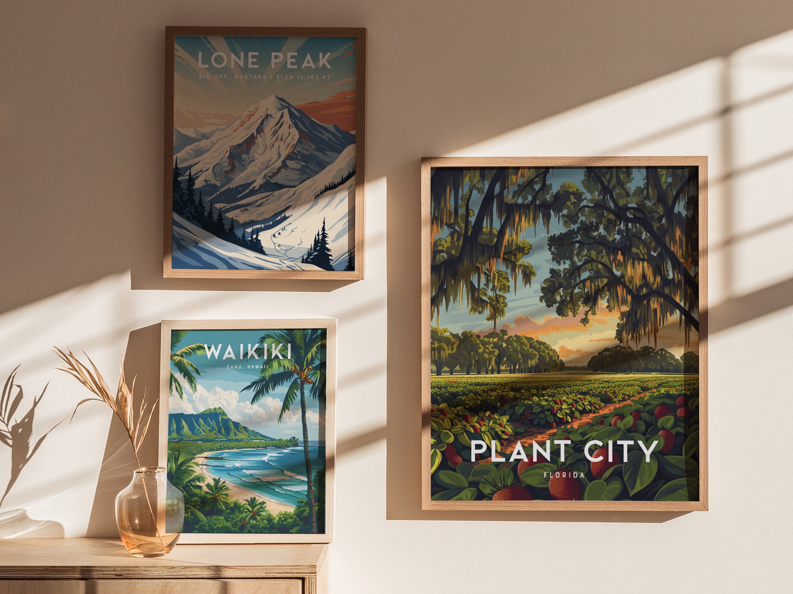 Plant City Florida Poster | Strawberry Fields Art | Tampa Bay Wall