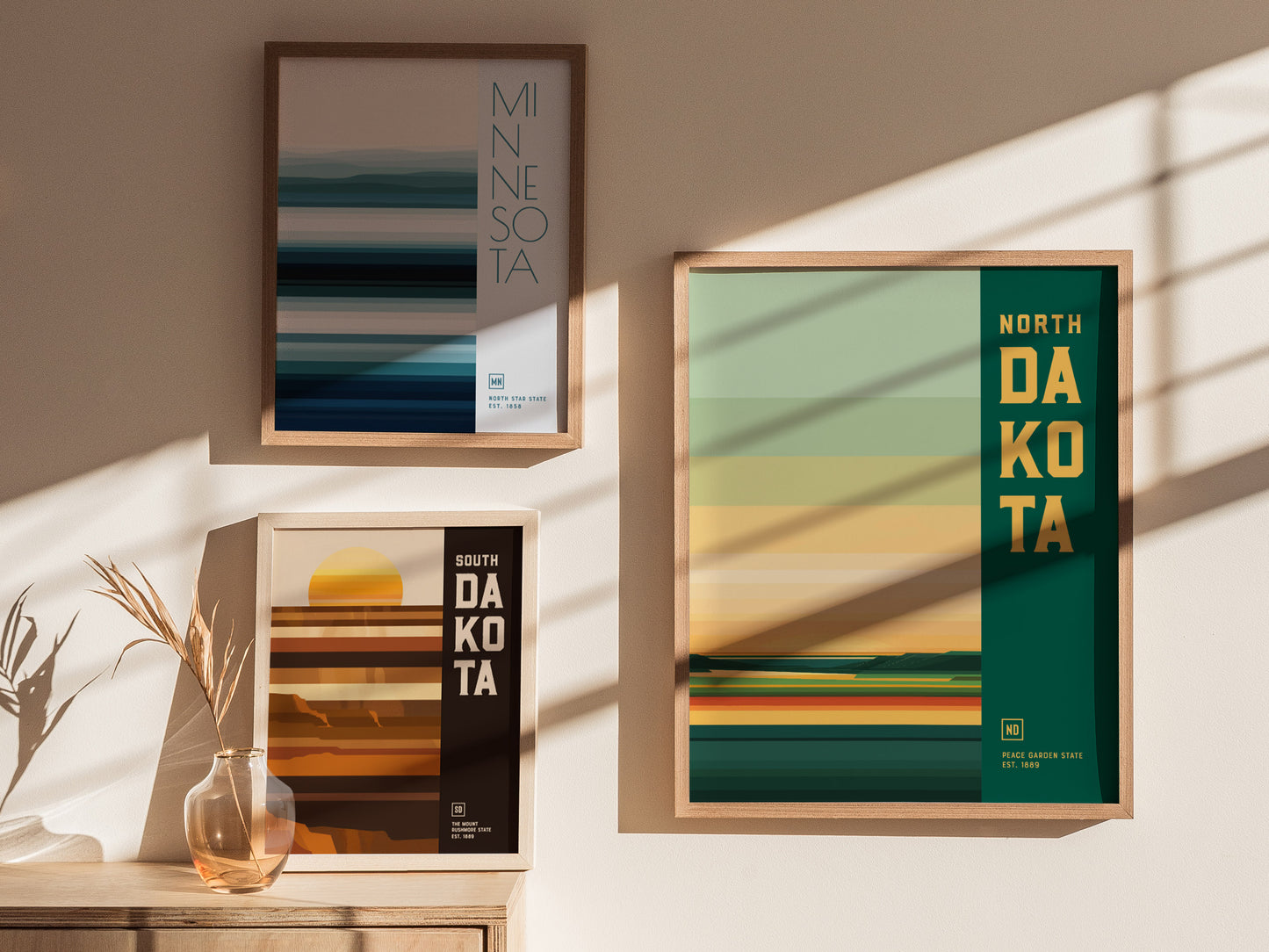 North Dakota Peace Garden State Poster | Badlands Wall Art