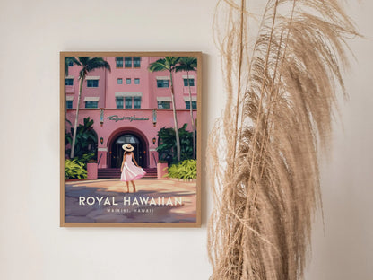 The Royal Hawaiian Hotel, Oahu Poster - Iconic Pink Palace of the Pacific, Perfect for Wedding or Anniversary Gifts, Available Framed/Unframed