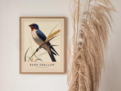 Barn Swallow Bird Framed Poster | Graceful Flight Audubon Fine Art | Cottagecore Wildlife Modern Design Print | Farm House Wall Decor