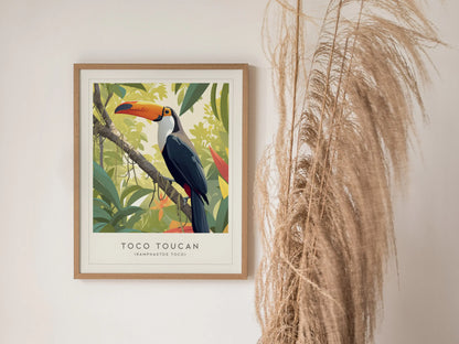 Toco Toucan Framed Poster | Tropical Bird Lover Modern Wall Art | South America Nature Print | Rainforest Decor