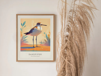 Sandpiper Beach Bird Lover Framed Poster | Audubon Wildlife Wall Art | Island Life Decor Sanderling Ocean Cottage Cozy Print