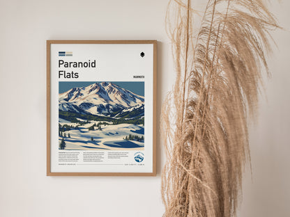 Paranoid Flats, Mammoth Poster | Ski Lodge Decor Mountain Wall Art — styled in a modern interior