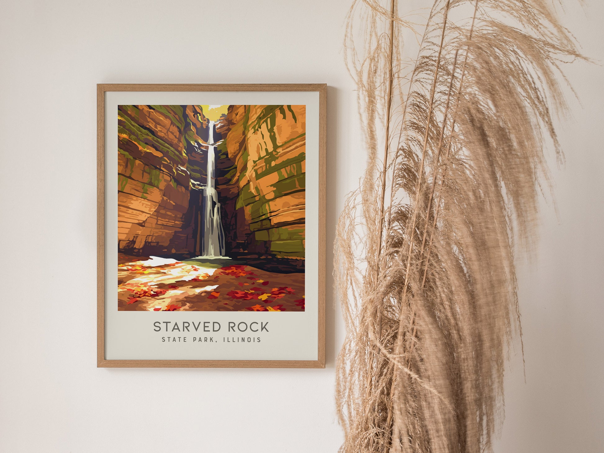 Starved Rock State Park Matte Border Poster | Illinois Travel Wall Art — styled in a modern interior