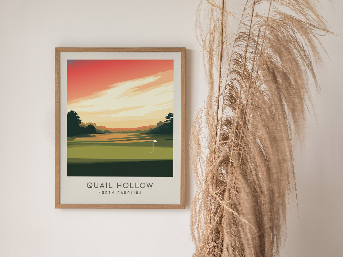 Quail Hollow Matte Border Poster | North Carolina Golf Course Print & Country Club Decor — styled in a modern interior