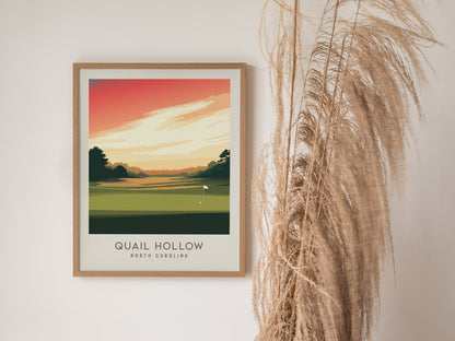 Quail Hollow Matte Border Poster | North Carolina Golf Course Print & Country Club Decor — styled in a modern interior