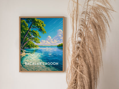 Bacalar Lagoon, Mexico Poster | Seven Colors Lake Tropical Beach Print Wall Art — styled in a modern interior