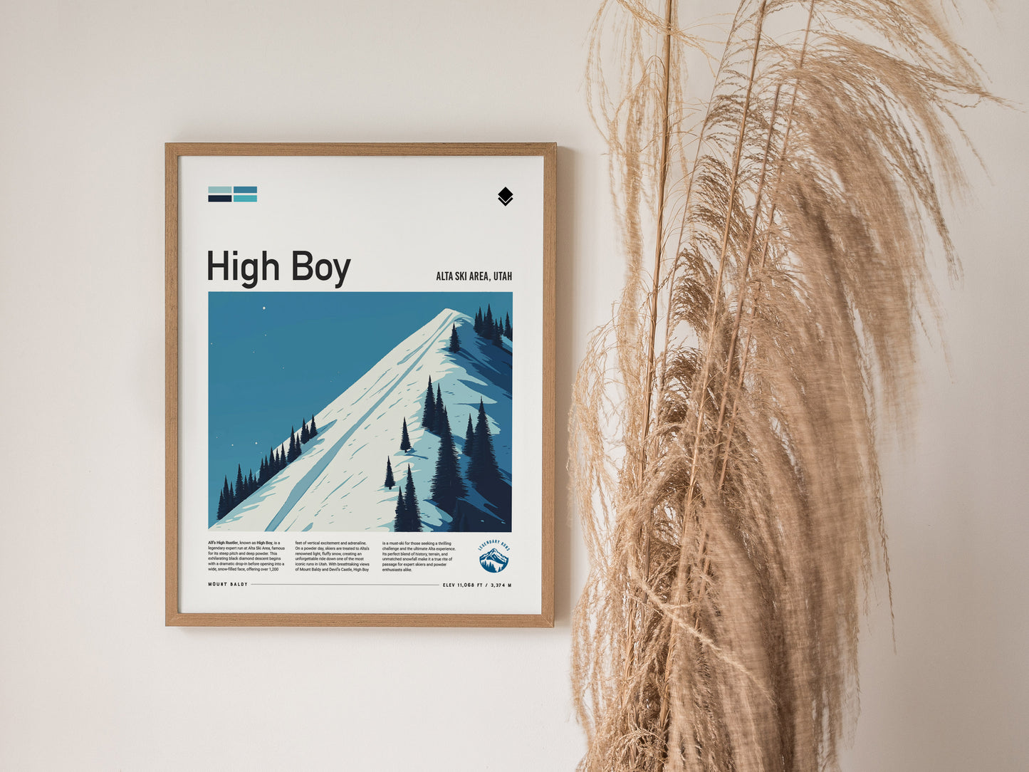 High Boy Ski Run Poster | Alta Ski Area Utah Wall Art