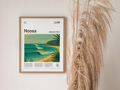 Noosa Surf Poster | Queensland Longboard Point Break Wall Art Print