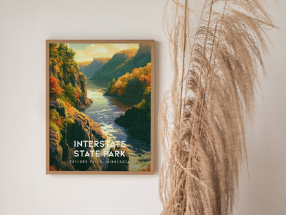 Interstate State Park, Taylors Falls, Minnesota Poster | Rugged River Bluffs Framed or Unframed Wall Art — styled in a modern