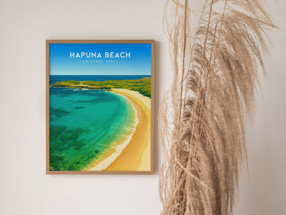 Hapuna Beach Poster | Big Island Hawaii Tropical Wall Art