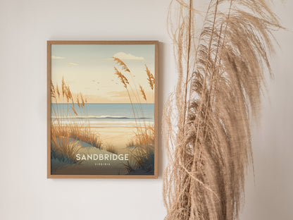 Sandbridge Poster | Virginia Beach Art | Coastal Dunes Sunrise VA Print