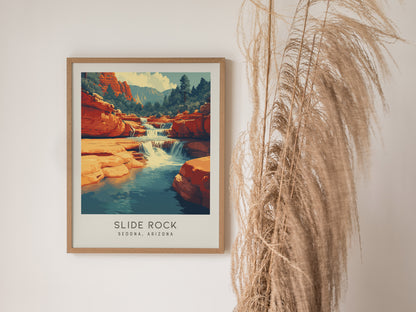 Slide Rock Matte Border Poster | Sedona, Arizona Travel Wall Art — styled in a modern interior