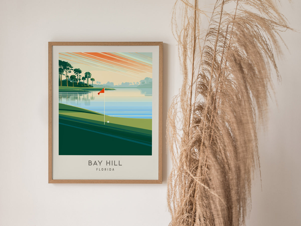 Bay Hill Matte Border Poster | Florida Travel Wall Art — styled in a modern interior