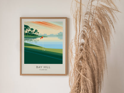 Bay Hill Matte Border Poster | Florida Travel Wall Art — styled in a modern interior