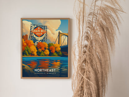 Northeast Minneapolis Poster | Grain Belt Beer Sign Wall Art Print
