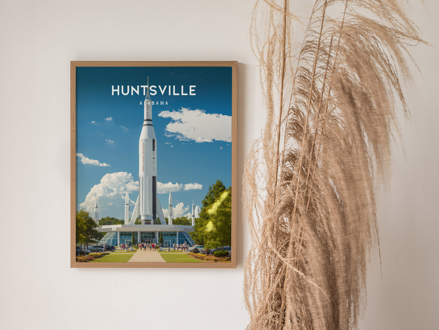 Huntsville, Alabama Poster | Rocket City Space & Southern Charm Wall Art — styled in a modern interior