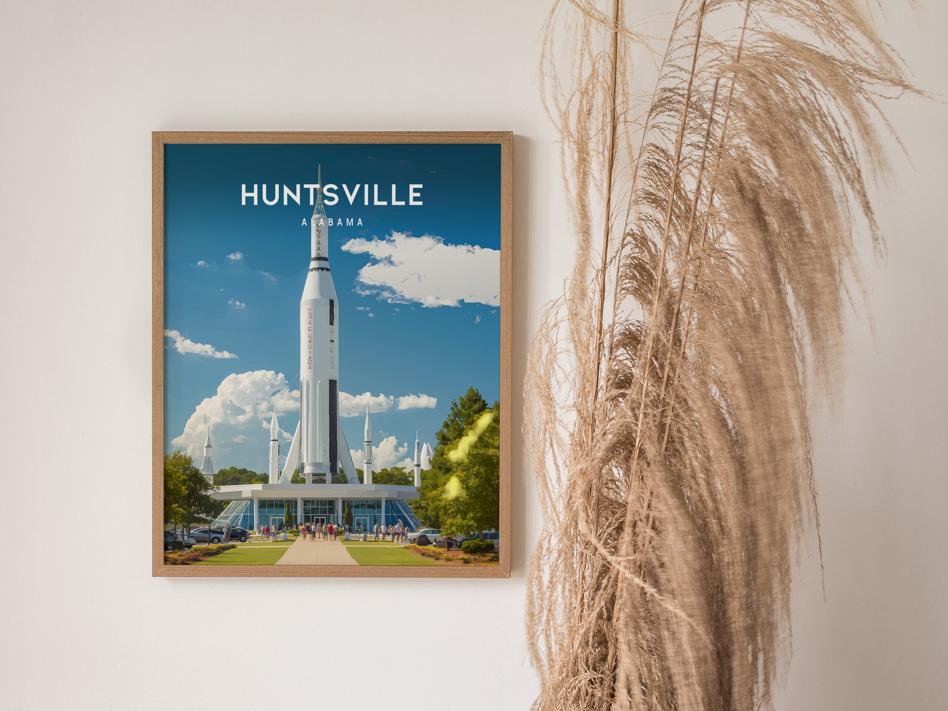 Huntsville, Alabama Poster | Rocket City Space & Southern Charm Wall Art — styled in a modern interior