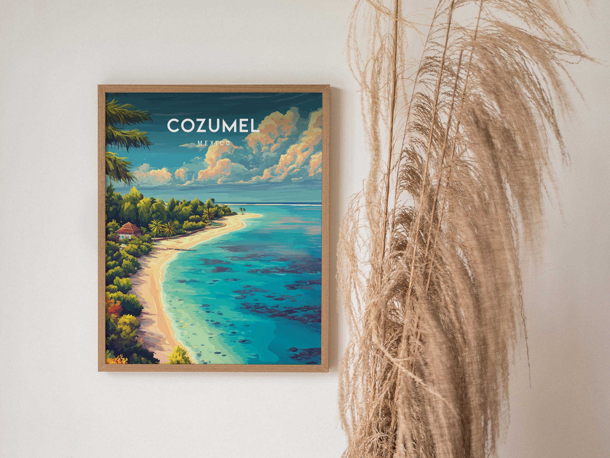 Cozumel, Mexico Poster | Caribbean Island Travel Gift Wall Art — styled in a modern interior