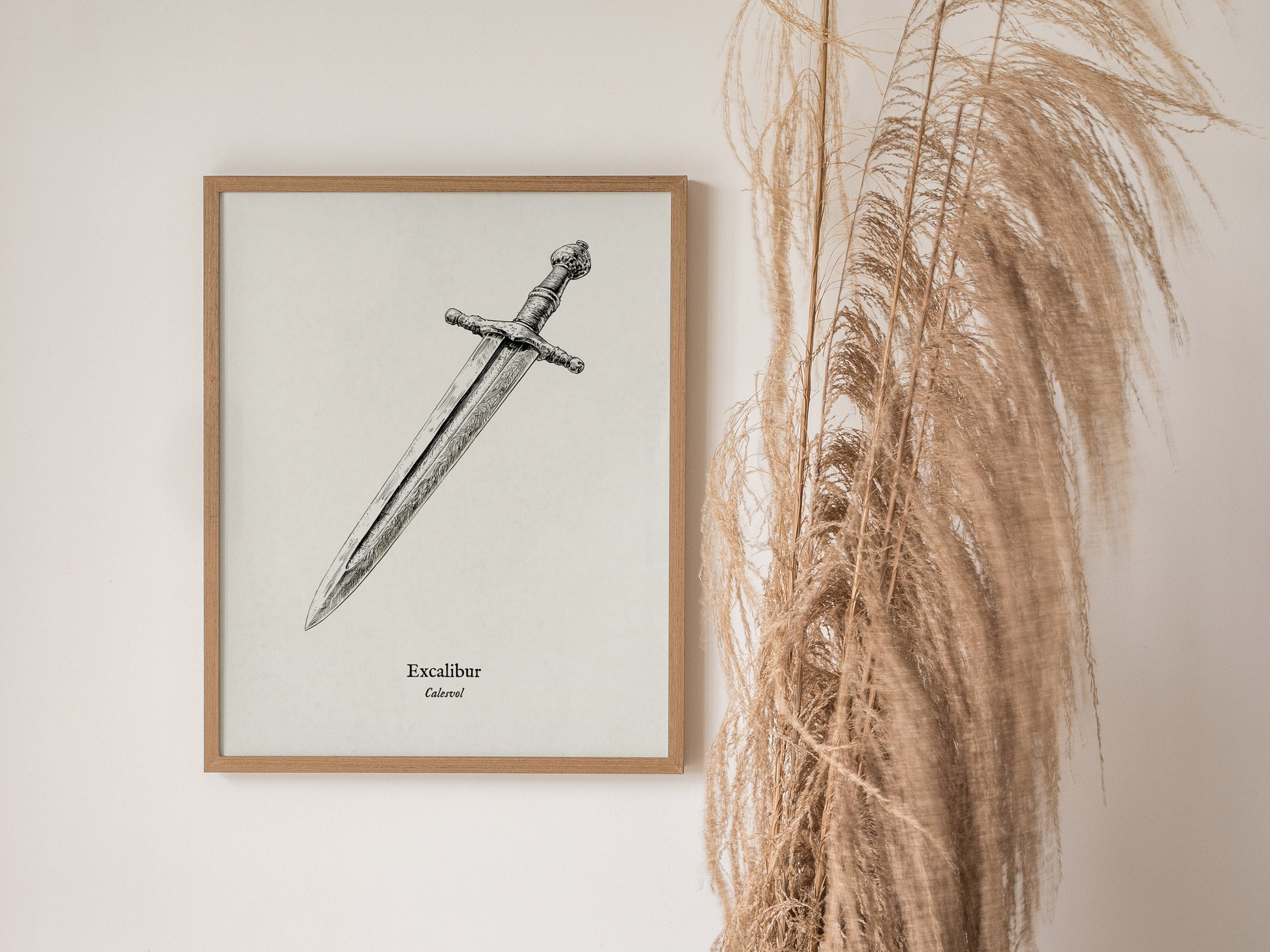 Excalibur Sword Poster | Vintage Calesvol Scientific Illustration Wall Art — styled in a modern interior