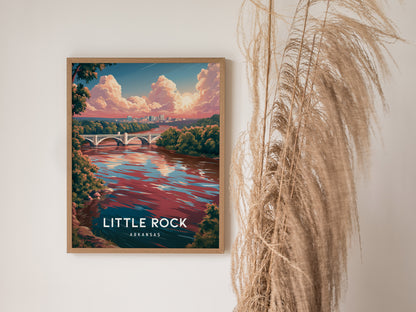 Little Rock, Arkansas Poster | River City Skyline Destination Print Wall Art — styled in a modern interior