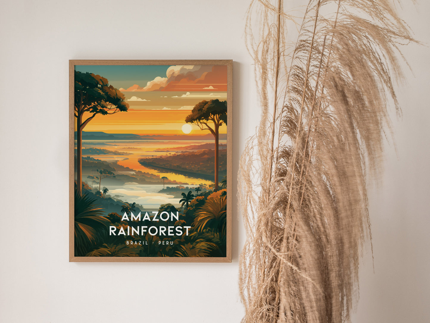 Amazon Rainforest, South America Poster | Lush Jungle & Exotic Wildlife Wall Art — styled in a modern interior