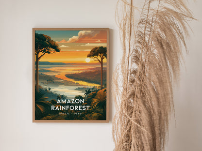 Amazon Rainforest, South America Poster | Lush Jungle & Exotic Wildlife Wall Art — styled in a modern interior