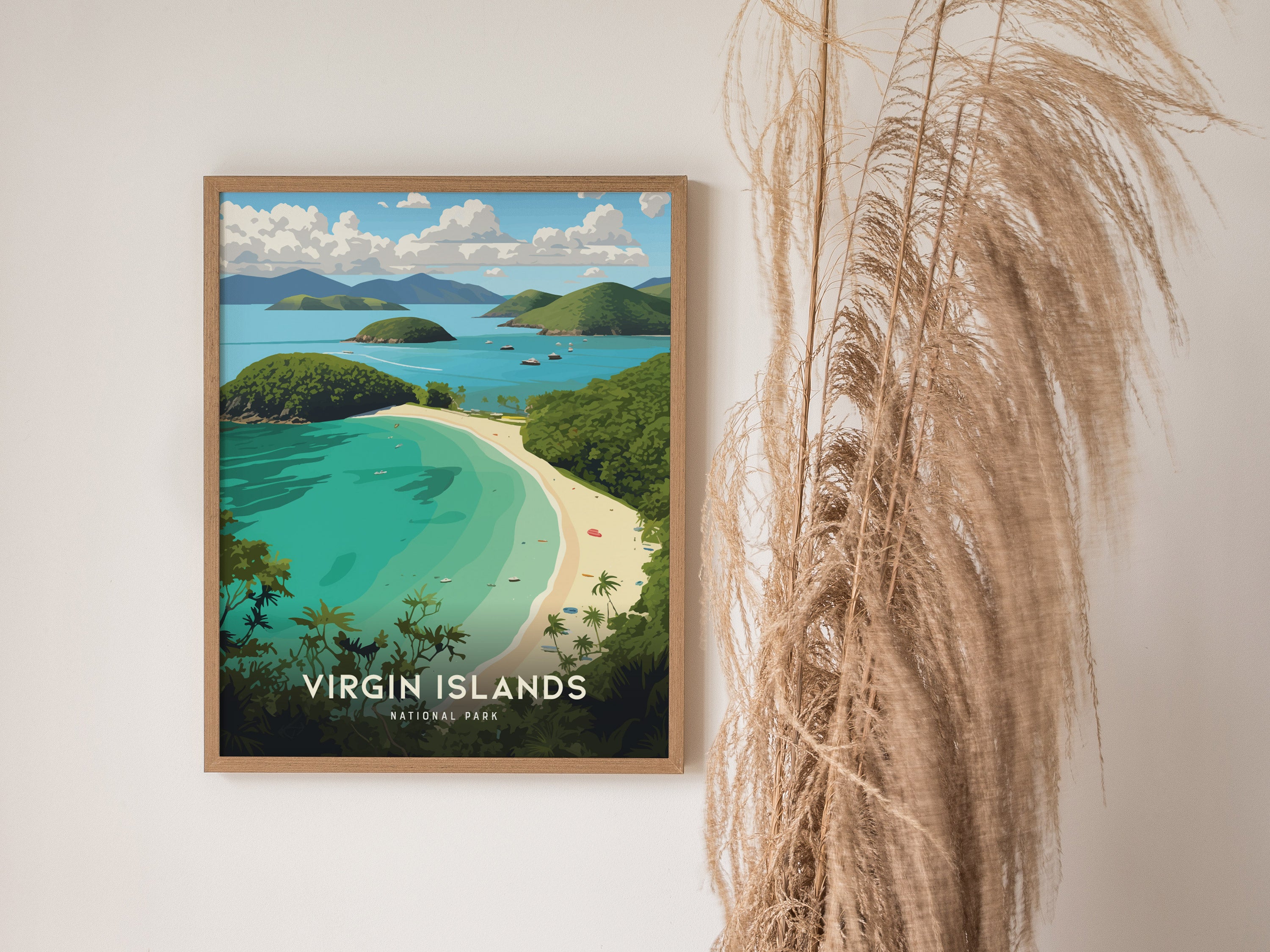 Virgin Islands National Park Poster | Trunk Bay Beach Art | Framed