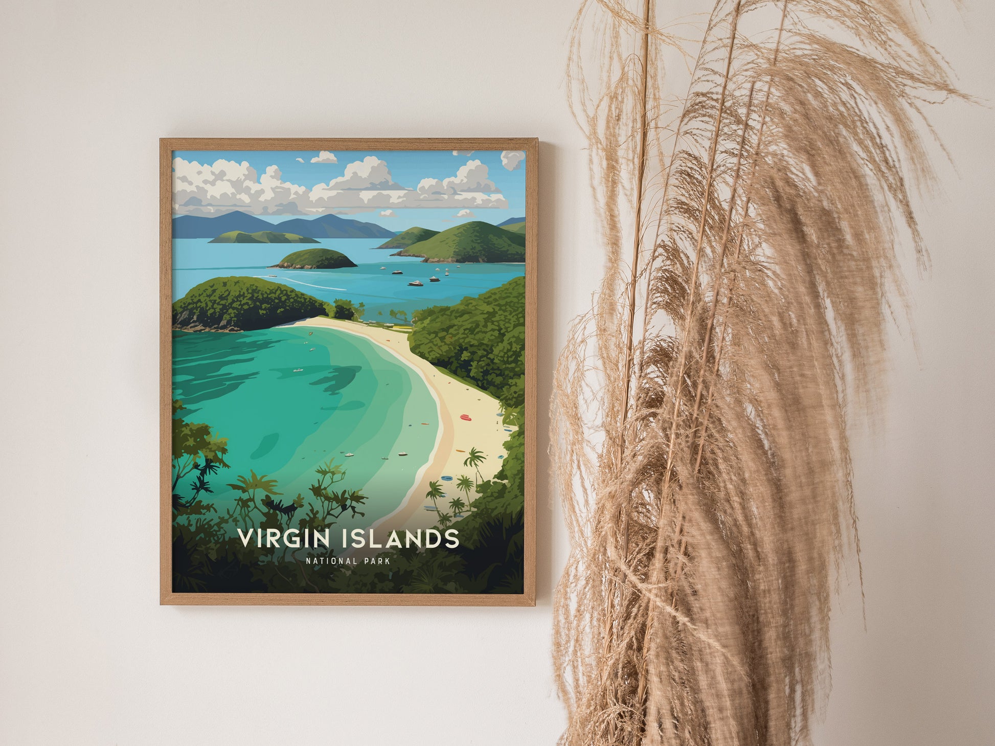 Virgin Islands National Park Poster | Trunk Bay Beach Art | Framed or Unframed