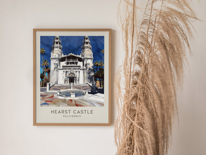 Hearst Castle Matte Border Poster | San Simeon, California Travel Wall Art — styled in a modern interior