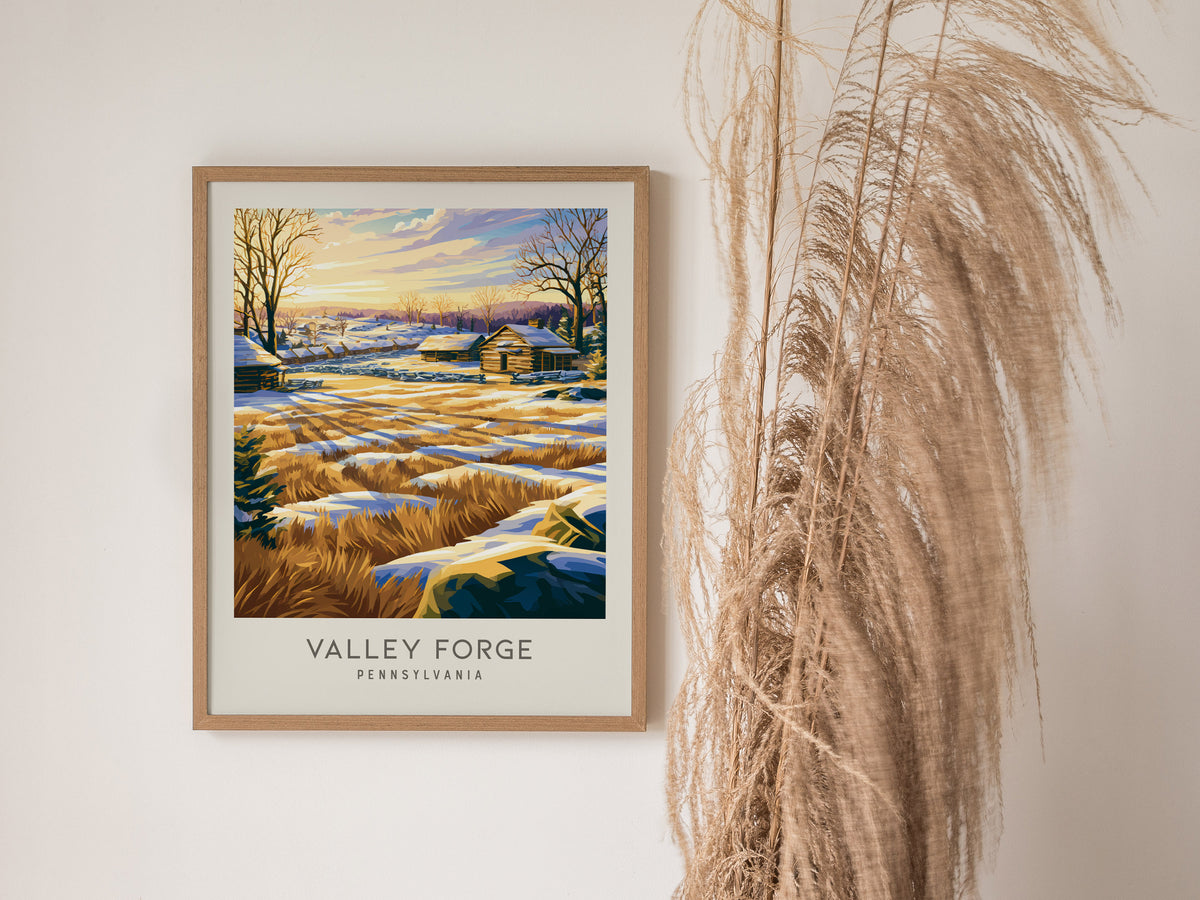 Valley Forge Matte Border Poster | Pennsylvania Destination Print Travel Gift — styled in a modern interior