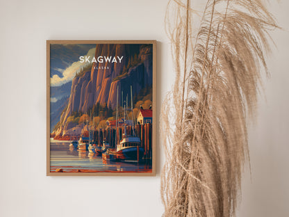 Skagway, Alaska Poster | Gold Rush Trail Mountain Wall Art — styled in a modern interior