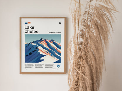 Lake Chutes Ski Run | Breckenridge Resort Colorado Black Diamond Expert Skiing Slope Framed Poster Skier Snowboarder Cabin Lodge Art Decor Gift