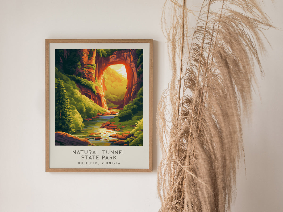 Natural Tunnel State Park Matte Border Poster | Duffield, Virginia Travel Wall Art — styled in a modern interior