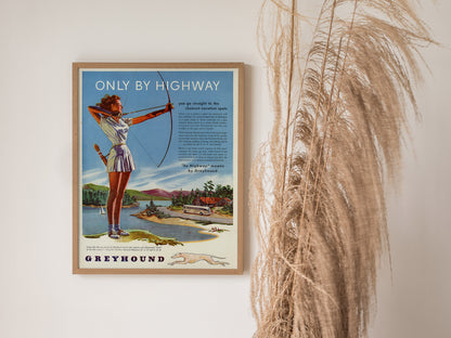 Vintage Greyhound Poster | 1940s Bus Travel Art | Framed or Unframed
