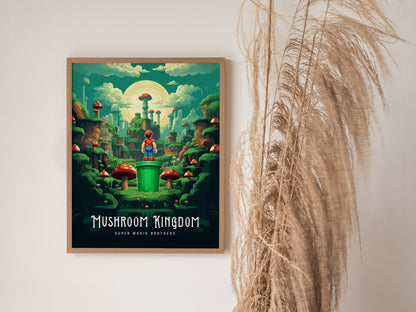 Mushroom Kingdom Poster | Mario Brothers Movie Fan Art Wall Print