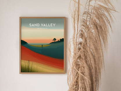 Sand Valley, Wisconsin Poster | Rolling Dunes & Fairways Golf Wall Art — styled in a modern interior
