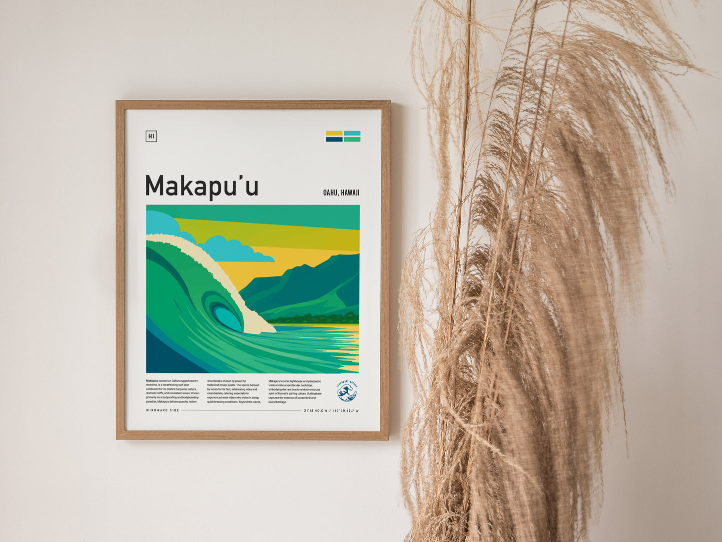 Makapuu Oahu Surf Poster | Windward Hawaii Bodyboard Wave Art