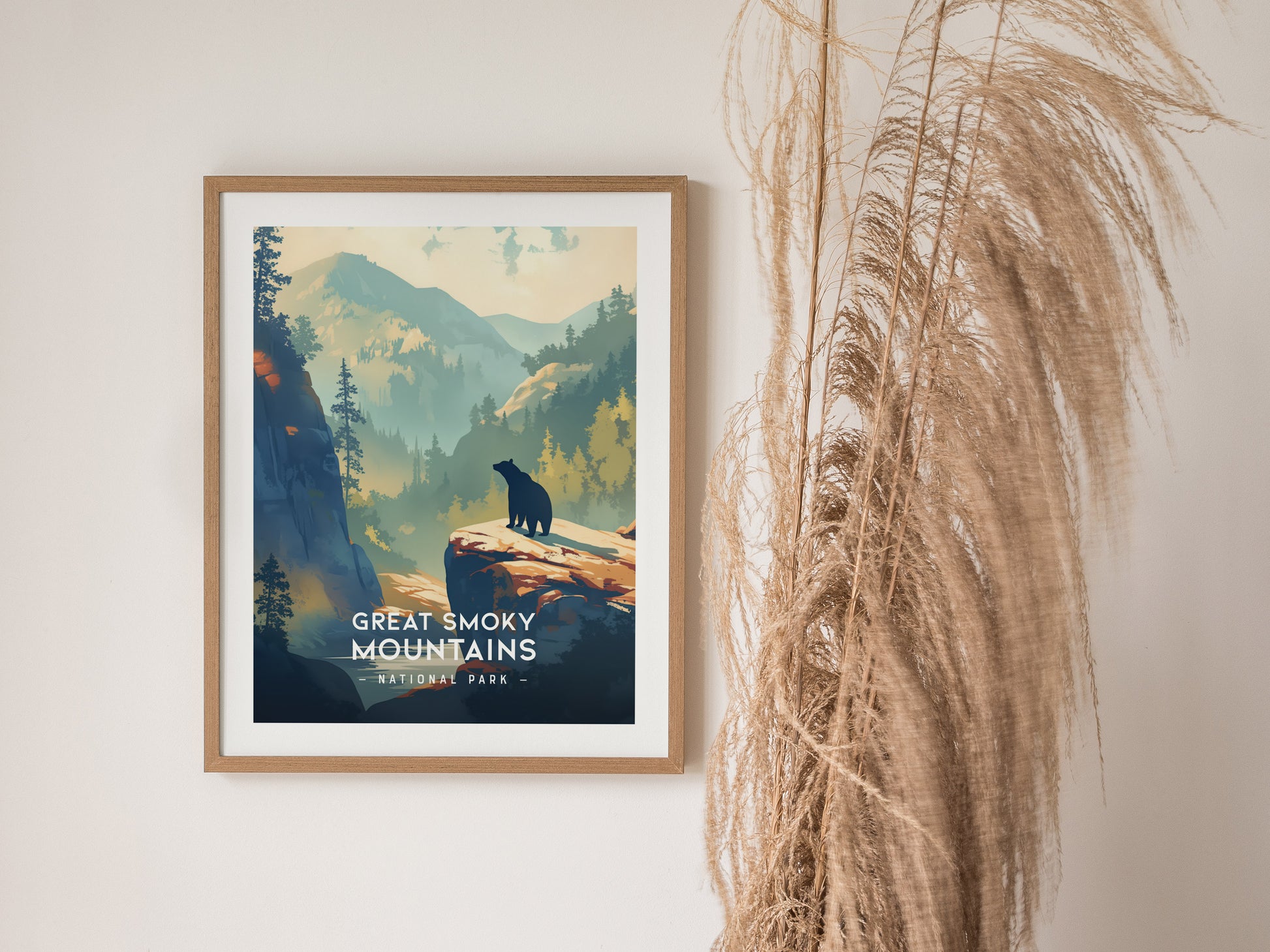 Great Smoky Mountains Minimalist Poster | Tennessee National Park Wall Art