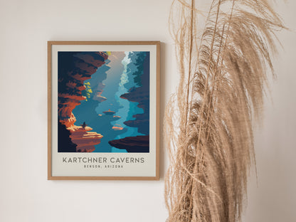 Kartchner Caverns Matte Border Poster | Benson, Arizona Travel Wall Art — styled in a modern interior