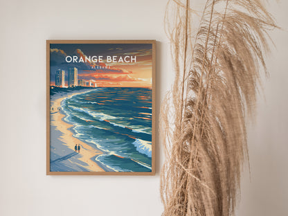 Orange Beach, Alabama Poster | Sugar-White Sands & Sunset Wall Art — styled in a modern interior