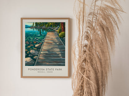 Ponderosa State Park Matte Border Poster | Mccall, Idaho Destination Print Travel Wall Art — styled in a modern interior