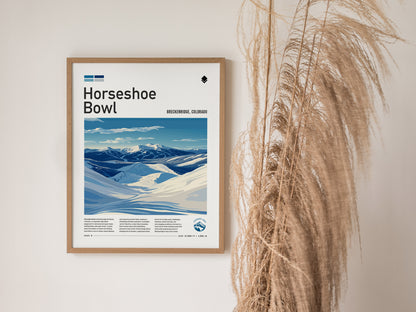 Horseshoe Bowl Ski Run Poster | Breckenridge Resort Colorado Black Diamond Expert Skiing Slope Framed Print Skier Snowboarder Breck Cabin Lodge Art Decor Gift