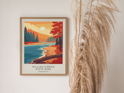William O'Brien State Park Matte Border Poster | Minnesota Travel Wall Art — styled in a modern interior